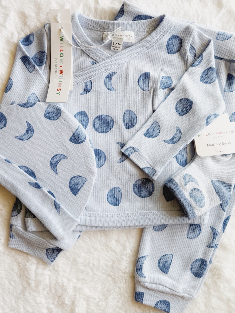 Willow + Whimsy Baby Boys Blue Ribbed Outfit